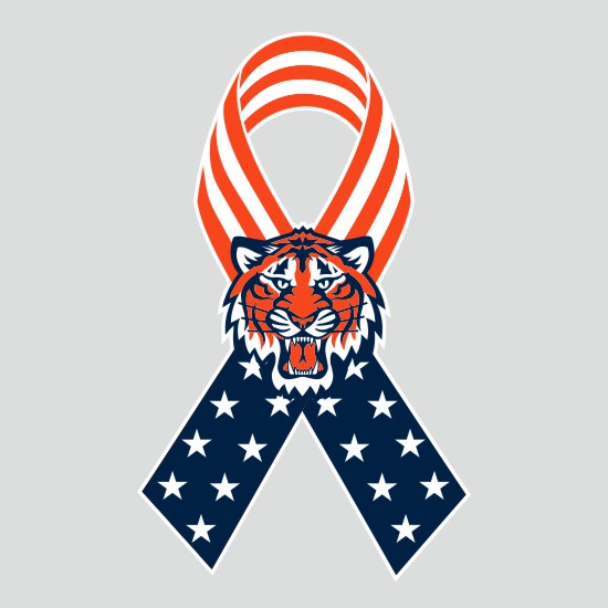 Detroit Tigers Ribbon American Flag logo vinyl decal